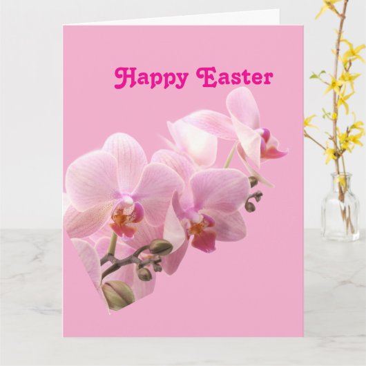 Pink Orchids “Happy Easter”  カード (黄色い花)