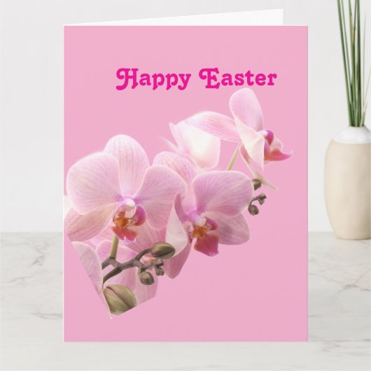 Pink Orchids “Happy Easter”  カード (正面)