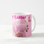 Pink Orchids “Happy Easter” Mug コーヒーマグカップ (正面右)