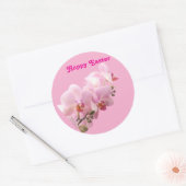 Pink Orchids “Happy Easter” Sticker ラウンドシール (封筒)