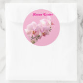 Pink Orchids “Happy Easter” Sticker ラウンドシール (バッグ)