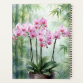 Pink Orchids On Green Bamboo Background プランナー手帳 (裏面)