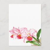 Pink Orchids Watercolor Wedding Reception エンクロージャーカード (裏面)