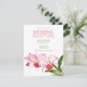 Pink Orchids Watercolor Wedding Reception エンクロージャーカード (スタンド正面)