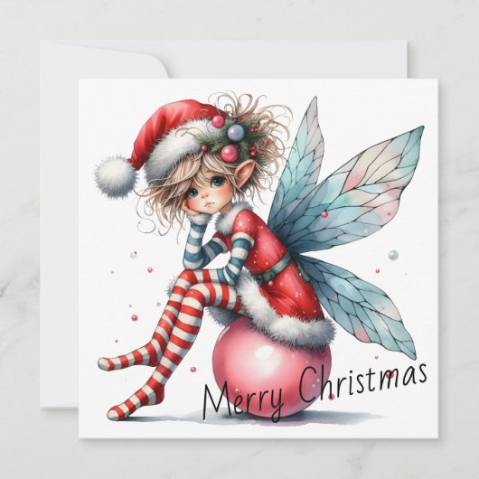 Pink Ornament Fairy – Holiday Card (正面)