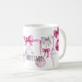 Pink Ornaments Bows Christmas  コーヒーマグカップ (正面右)