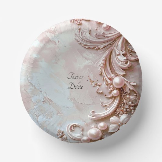 Pink Ornate Pearl and Floral ペーパーボウル (正面)