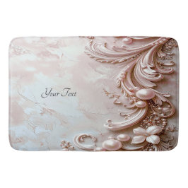 Pink Ornate Pearl and Floral Bath Mat バスマット