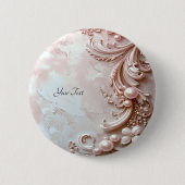 Pink Ornate Pearl and Floral Button 缶バッジ (正面)