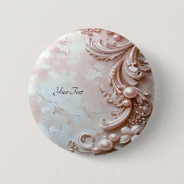 Pink Ornate Pearl and Floral Button 缶バッジ