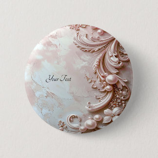 Pink Ornate Pearl and Floral Button 缶バッジ