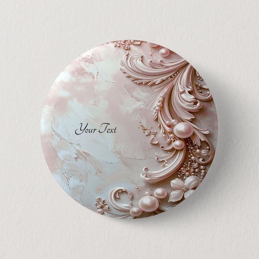 Pink Ornate Pearl and Floral Button 缶バッジ (正面)