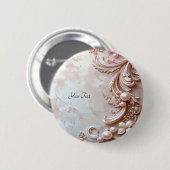 Pink Ornate Pearl and Floral Button 缶バッジ (正面&裏面)