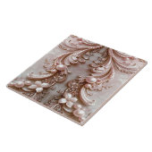 Pink Ornate Pearl and Floral Ceramic Tile タイル (側面)