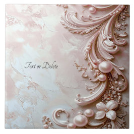 Pink Ornate Pearl and Floral Ceramic Tile タイル