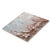 Pink Ornate Pearl and Floral Ceramic Tile タイル (側面)