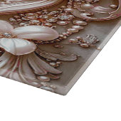 Pink Ornate Pearl and Floral Cutting Board カッティングボード (角)