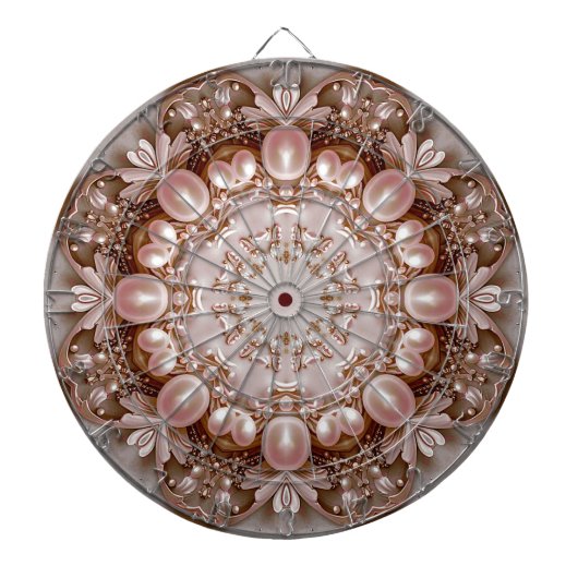 Pink Ornate Pearl and Floral Dartboard ダーツボード (正面)