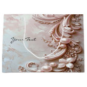 Pink Ornate Pearl and Floral Gift Bag ラージペーパーバッグ (正面)
