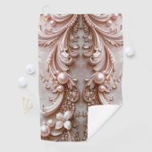 Pink Ornate Pearl and Floral Golf Towel ゴルフタオル (インサイチュ)