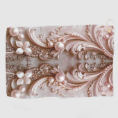 Pink Ornate Pearl and Floral Golf Towel ゴルフタオル (横)