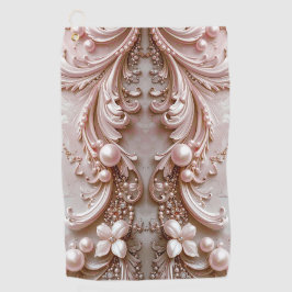 Pink Ornate Pearl and Floral Golf Towel ゴルフタオル