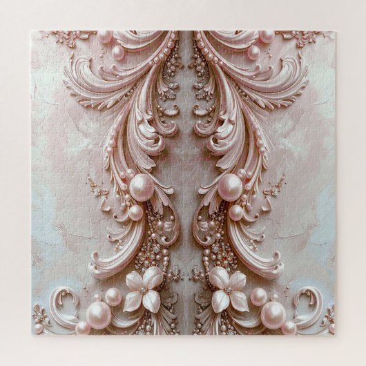 Pink Ornate Pearl and Floral Jigsaw Puzzle ジグソーパズル (縦)