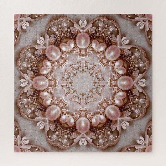 Pink Ornate Pearl and Floral Jigsaw Puzzle ジグソーパズル (縦)