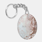 Pink Ornate Pearl and Floral Keychain キーホルダー (正面左)