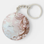 Pink Ornate Pearl and Floral Keychain キーホルダー (裏面)
