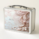 Pink Ornate Pearl and Floral Lunchbox メタルランチボックス (裏面)