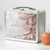 Pink Ornate Pearl and Floral Lunchbox メタルランチボックス (インサイチュ)