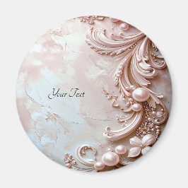 Pink Ornate Pearl and Floral Magnet マグネット