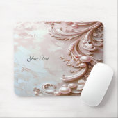 Pink Ornate Pearl and Floral Mousepad マウスパッド (マウス)