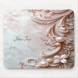 Pink Ornate Pearl and Floral Mousepad マウスパッド
