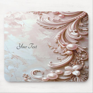 Pink Ornate Pearl and Floral Mousepad マウスパッド