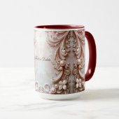 Pink Ornate Pearl and Floral Mug マグカップ (正面右)