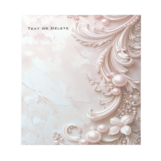 Pink Ornate Pearl and Floral Notepad ノートパッド (正面)