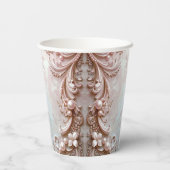 Pink Ornate Pearl and Floral Paper Cups 紙コップ (裏面)