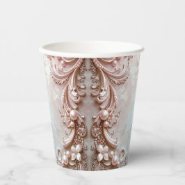Pink Ornate Pearl and Floral Paper Cups 紙コップ