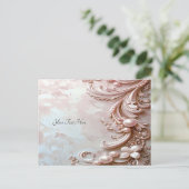 Pink Ornate Pearl and Floral Postcard ポストカード (スタンド正面)