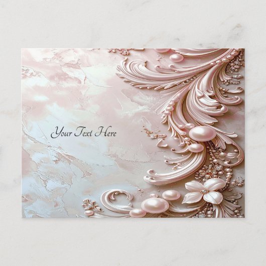Pink Ornate Pearl and Floral Postcard ポストカード (正面)