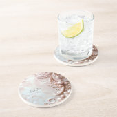 Pink Ornate Pearl and Floral Sandstone Coaster コースター (側面)