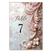 Pink Ornate Pearl and Floral Table Number テーブルナンバー (裏面)