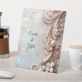Pink Ornate Pearl and Floral Tabletop Signs 台座サイン (インサイチュ)