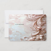 Pink Ornate Pearl and Floral Thank You Card サンキューカード (裏面)