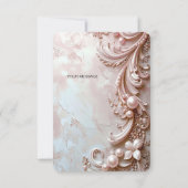 Pink Ornate Pearl and Floral Thank You Card サンキューカード (裏面)