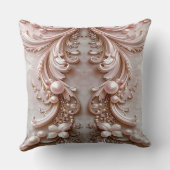 Pink Ornate Pearl and Floral Throw Pillow クッション (裏面)