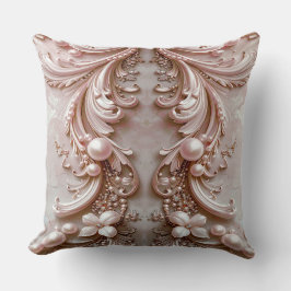 Pink Ornate Pearl and Floral Throw Pillow クッション