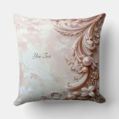 Pink Ornate Pearl and Floral Throw Pillow クッション (裏面)